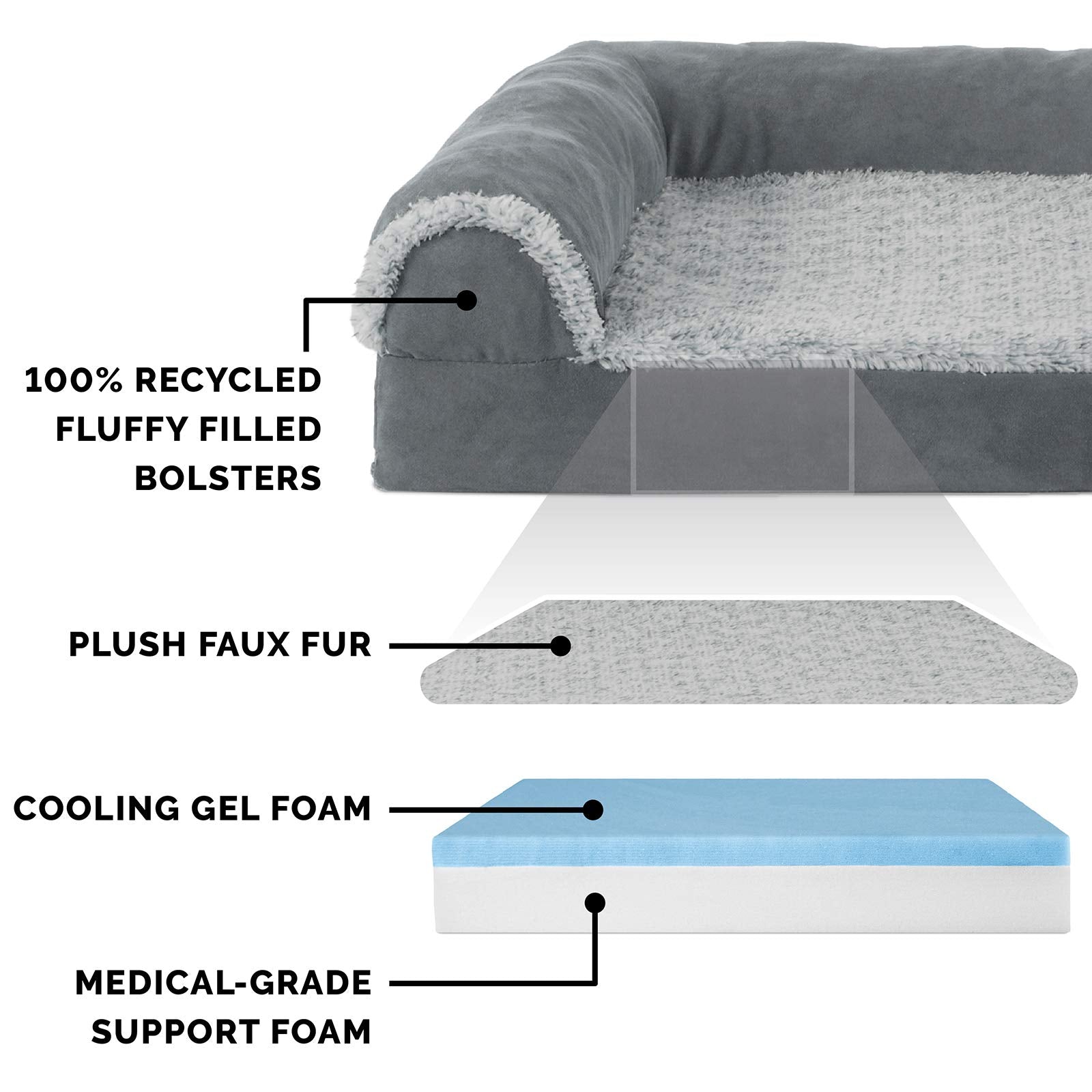 Furhaven cama de gel para perro grande, memoria con gel, sensación fresca.