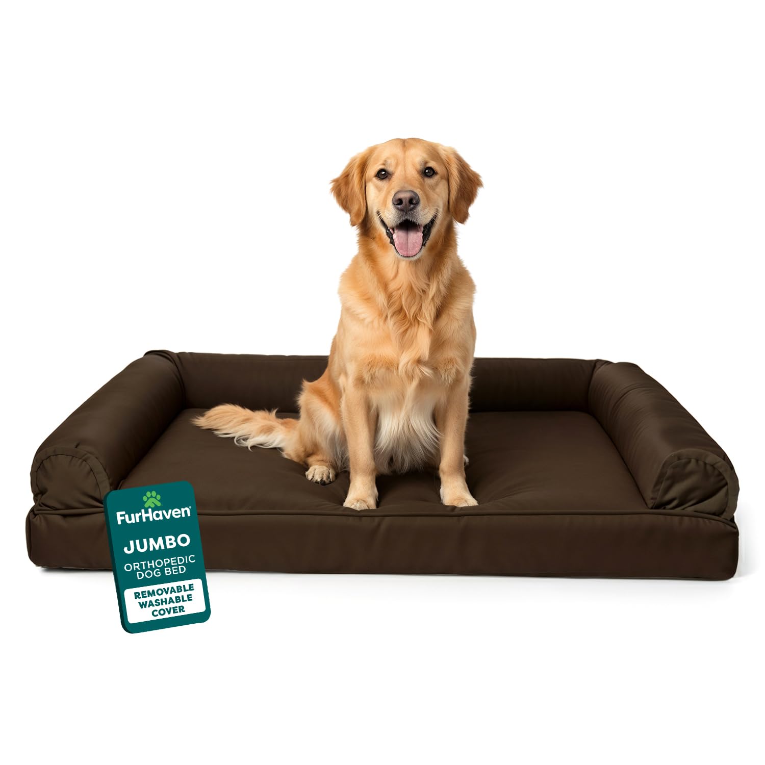 Cama ortopédica Furhaven para perros grandes con base de espuma que apoya articulaciones.