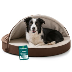Cama FurHaven ortopédica redonda para perros grandes con soporte de articulaciones.
