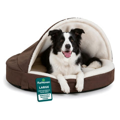 Furhaven cama perro ortopédica 35-pulgadas, vista superior, soporte estable para articulaciones.