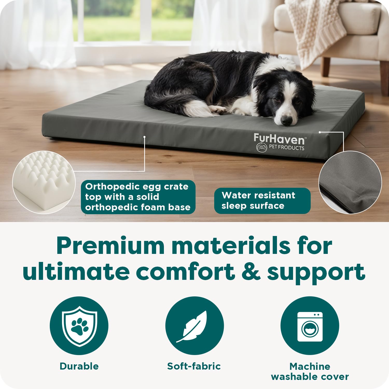 FurHaven cubierta desmontable lavable con cremallera para limpieza.