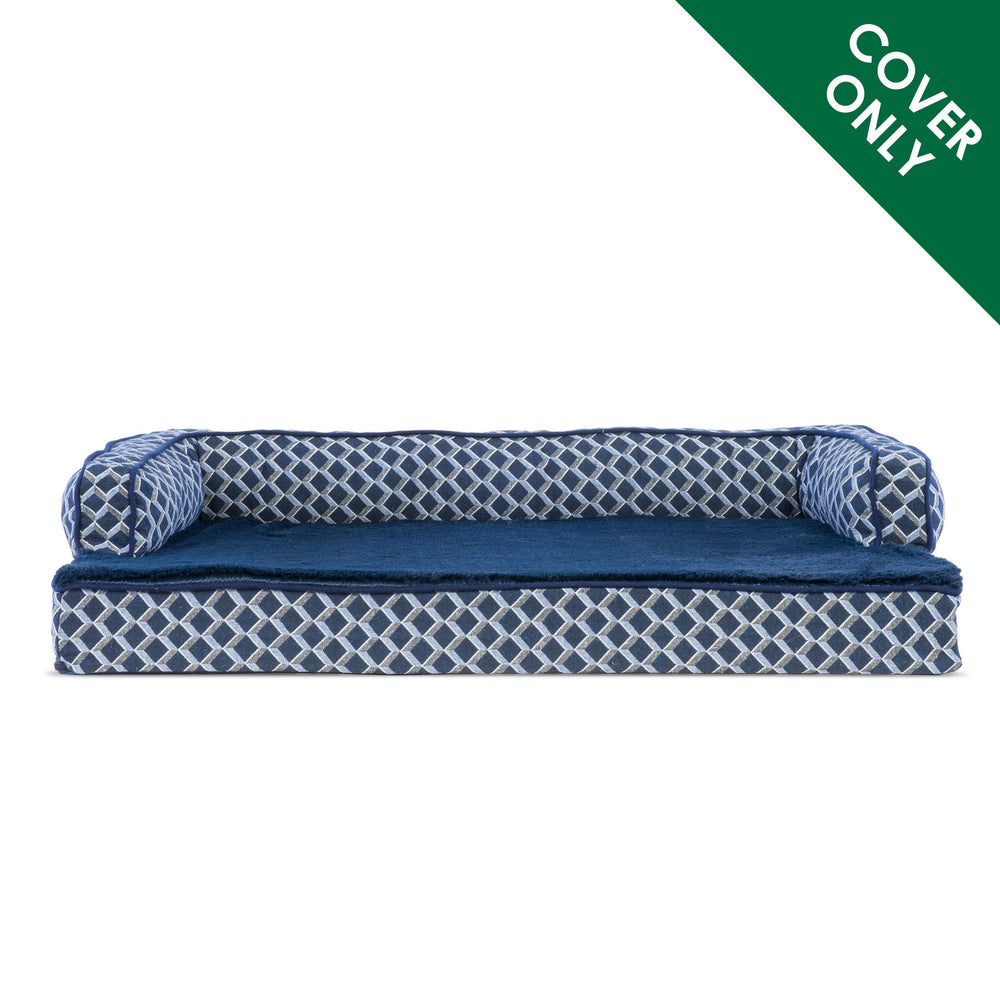 Furhaven: funda para cama de perro con diseño estilo sofá, diamante azul.