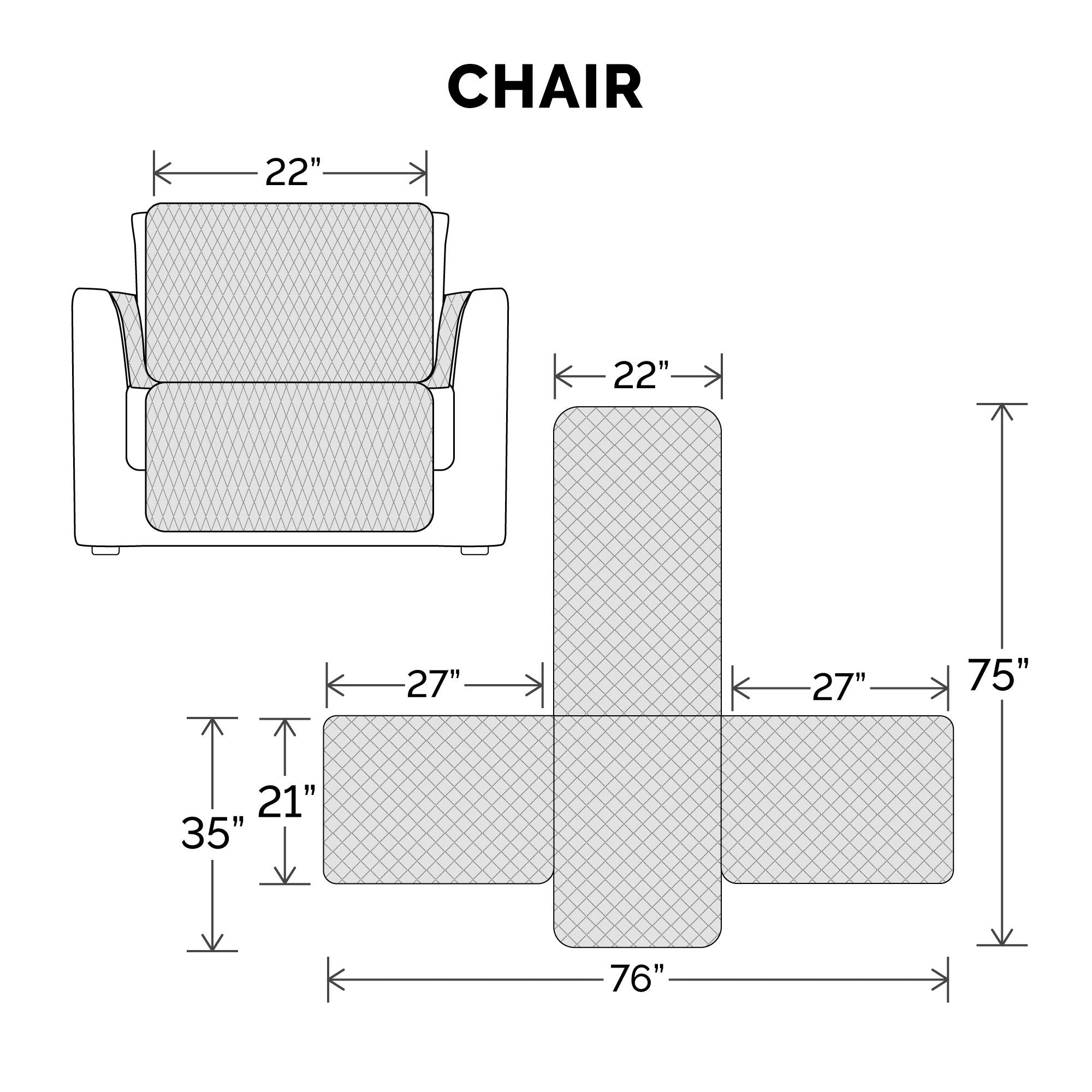Anclajes de cojín y correas ajustables mantienen la funda en su lugar.
