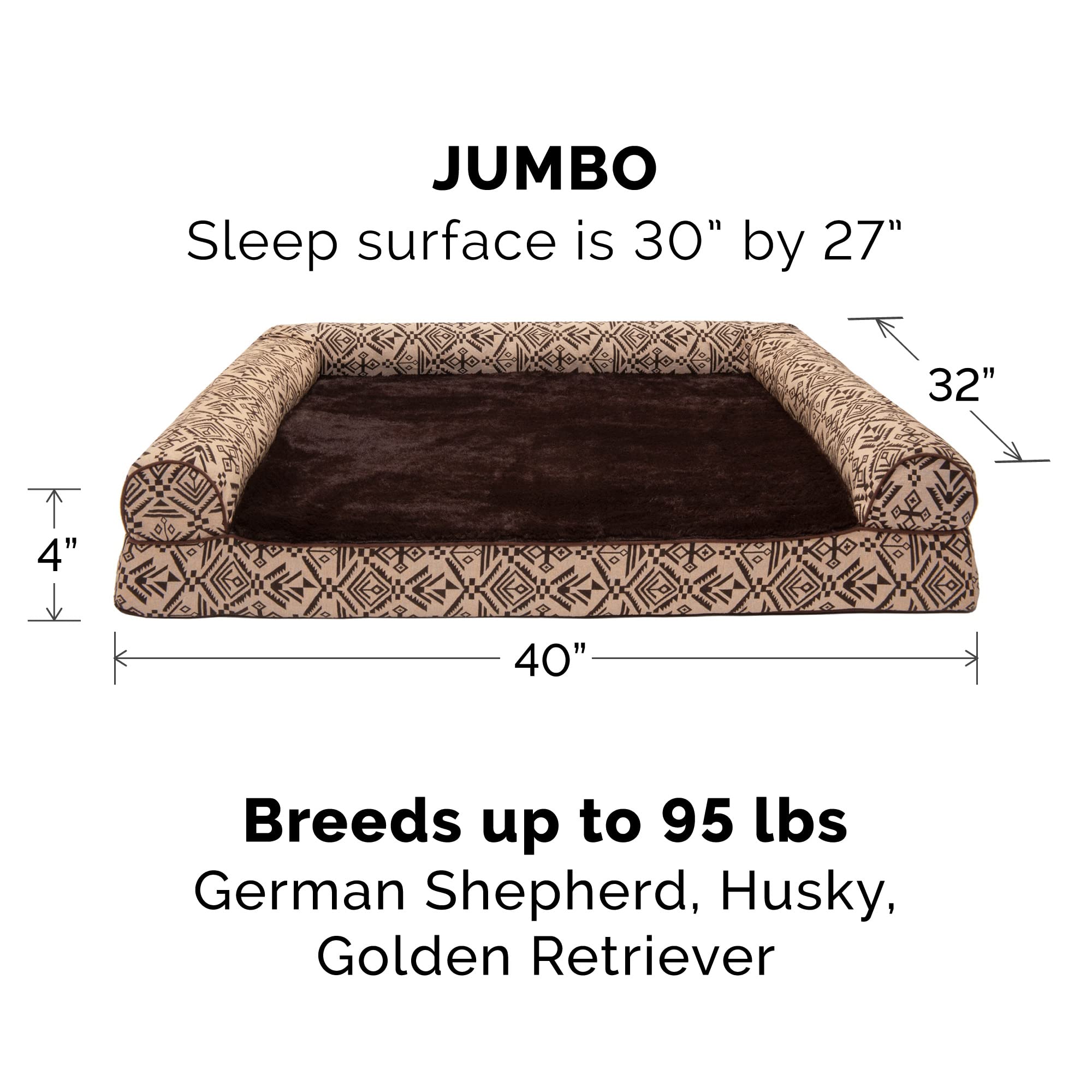 Furhaven medida 40 x 32 x 4 para cama de perro, ajuste cómodo.