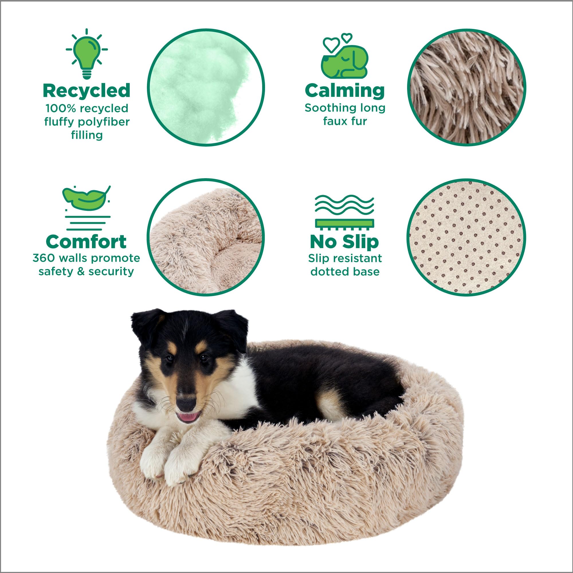 furhaven pelo sintético largo con tacto suave para más calidez.