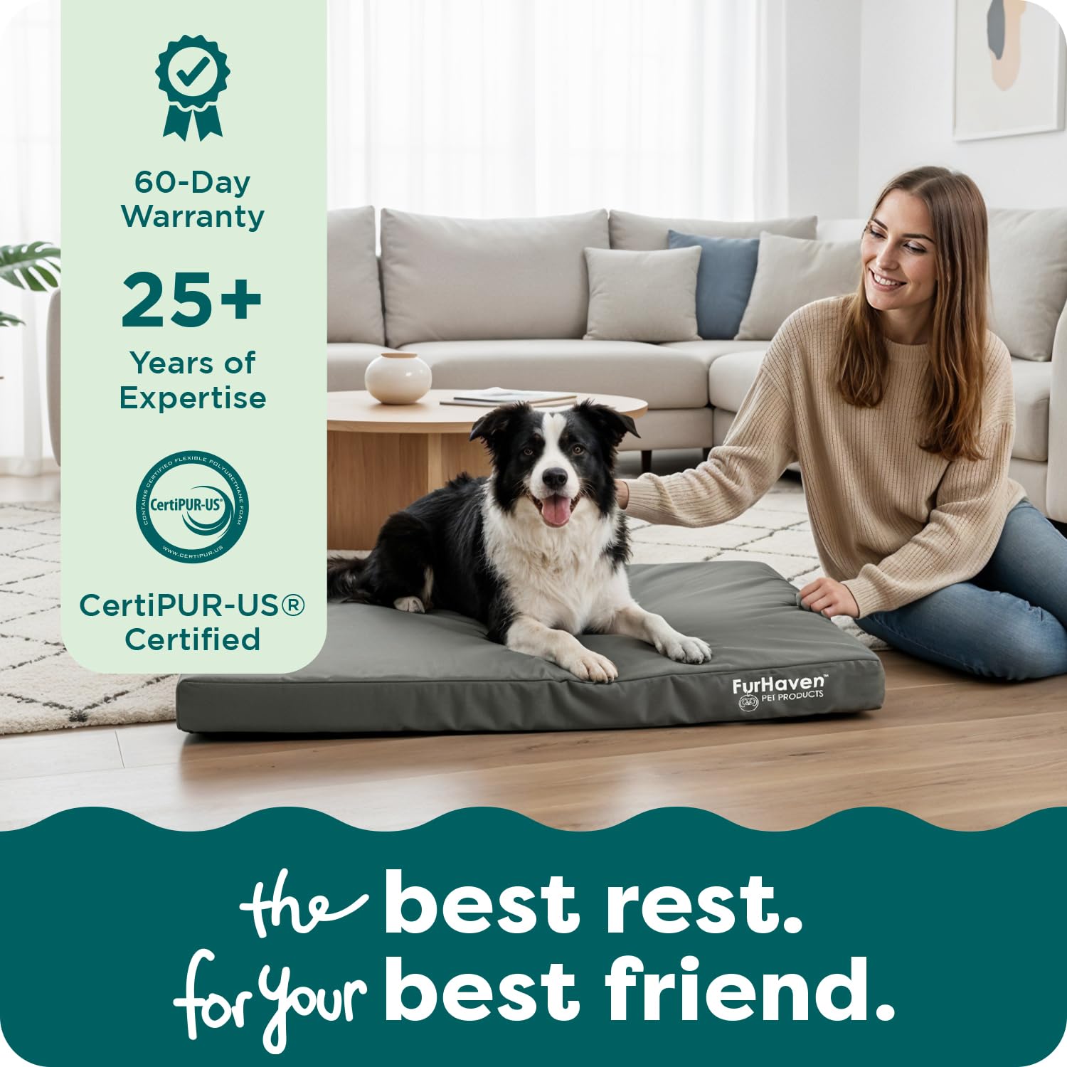 FurHaven perro descansando en cama ofrece confort para siestas largas.