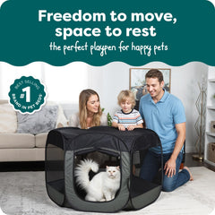 FurHaven Playpen montado sin herramientas para uso rápido.