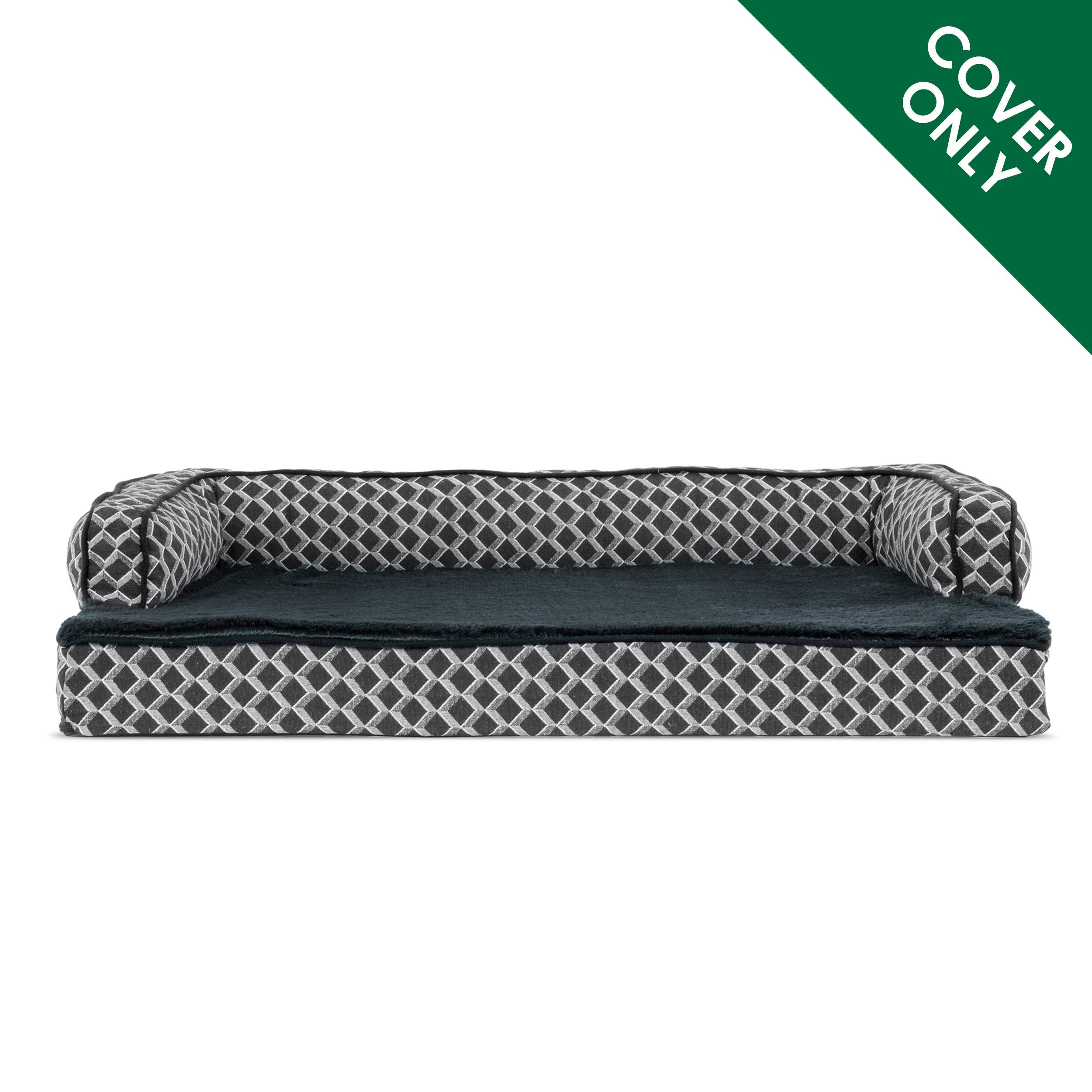 Furhaven funda de repuesto para cama de perro en diamante gris, costuras reforzadas.
