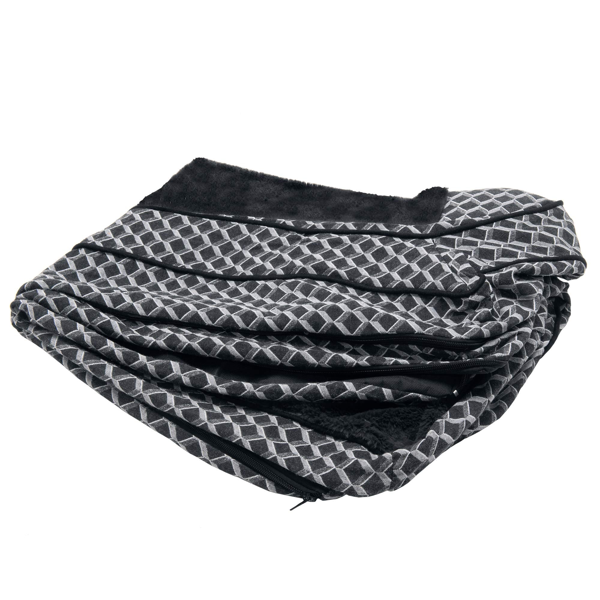 Furhaven funda de repuesto para cama de perro en diamante gris, fácil de lavar.