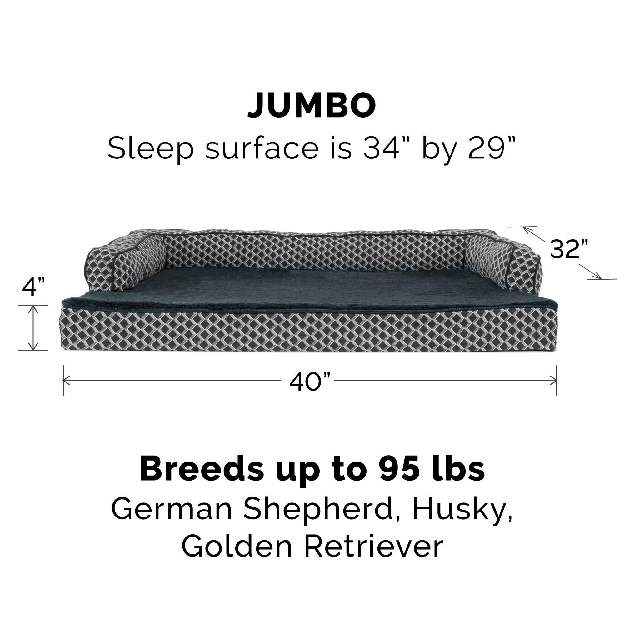 Textura suave Furhaven Diamante Gris, funda duradera para cama de perro.