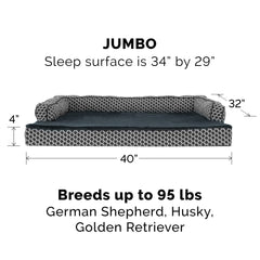 Textura suave Furhaven Diamante Gris, funda duradera para cama de perro.