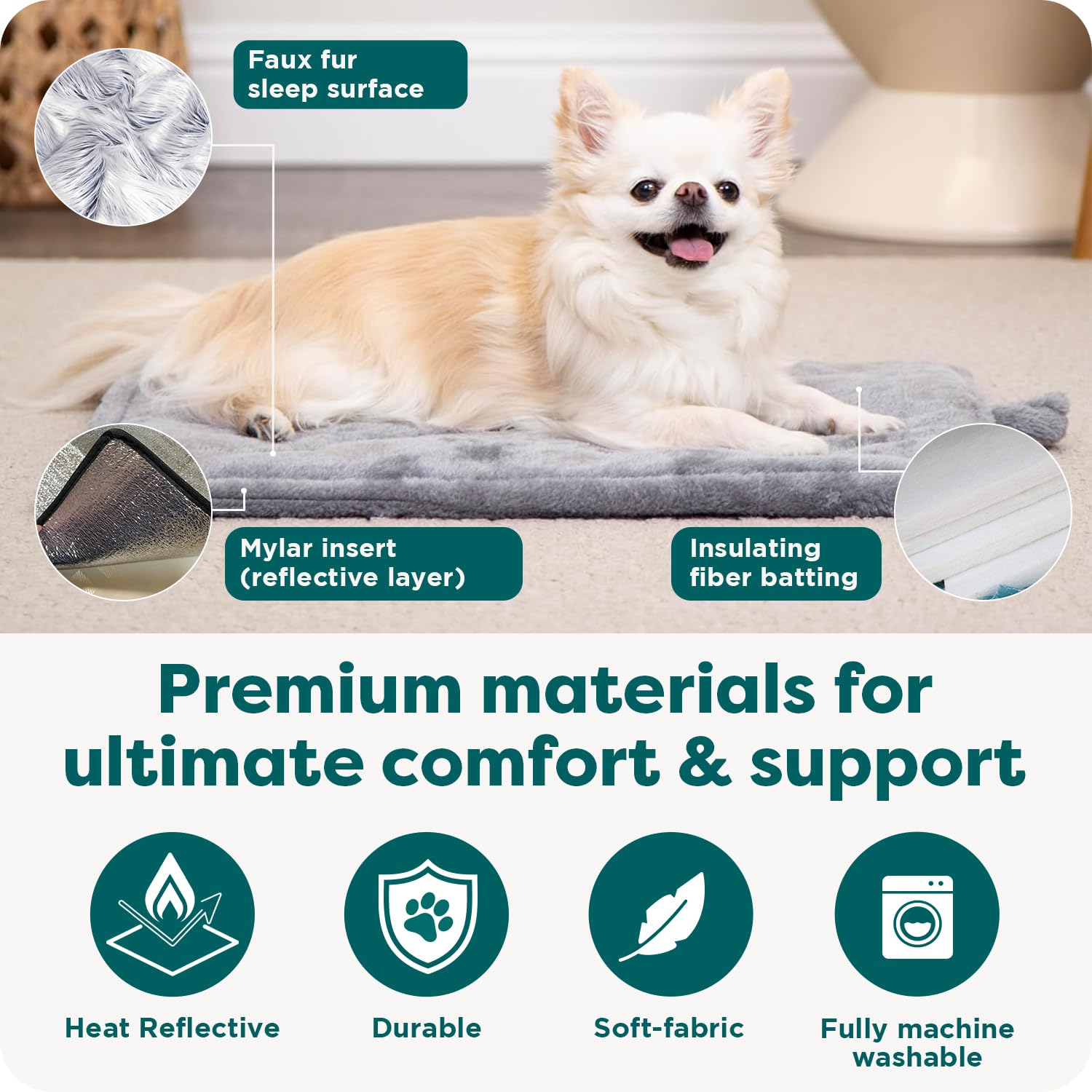 Cama Furhaven ThermaNAP lavable a máquina para limpieza rápida