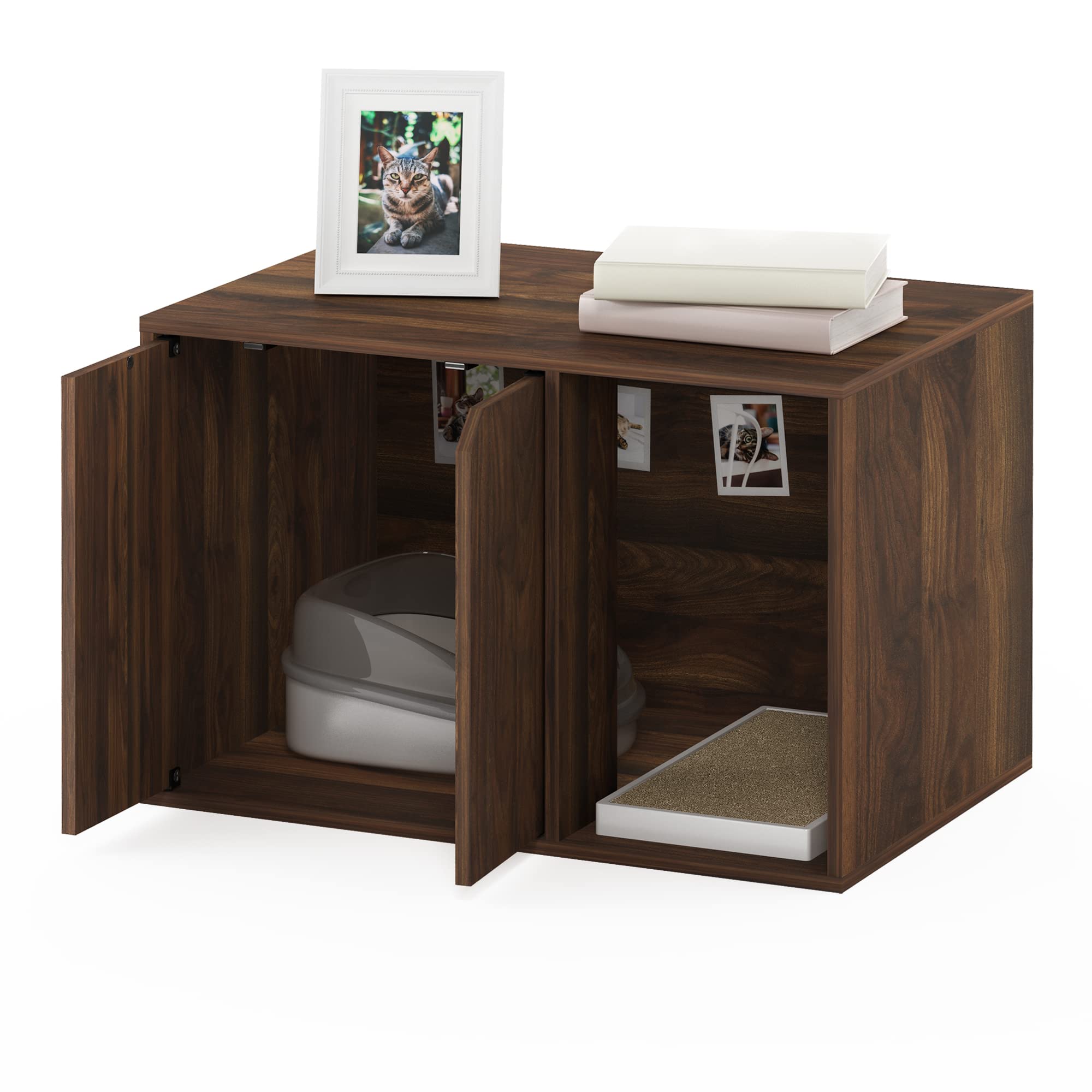 Furinno Peli front view: discreet litter enclosure blends with home decor.