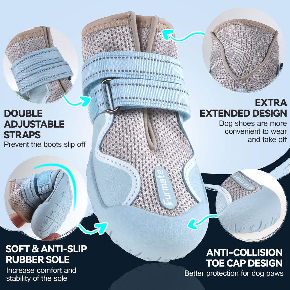 Furmate zapato con correas reflectivas y ajuste seguro para paseos nocturnos.