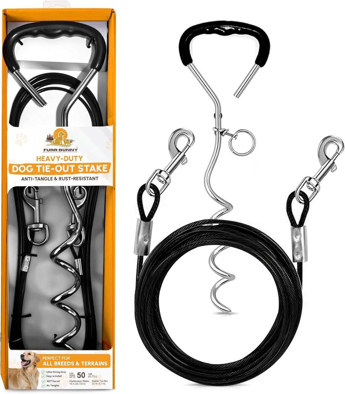 FURR BUNNY cable de sujeción, evita enredos y mantiene a tu perro seguro