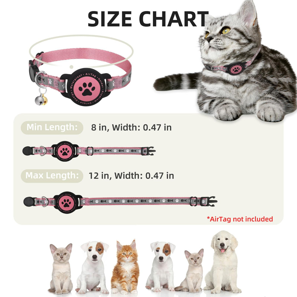 Collar Furrigo AirTag rosa, diseño atractivo para gatitos y gatos adultos