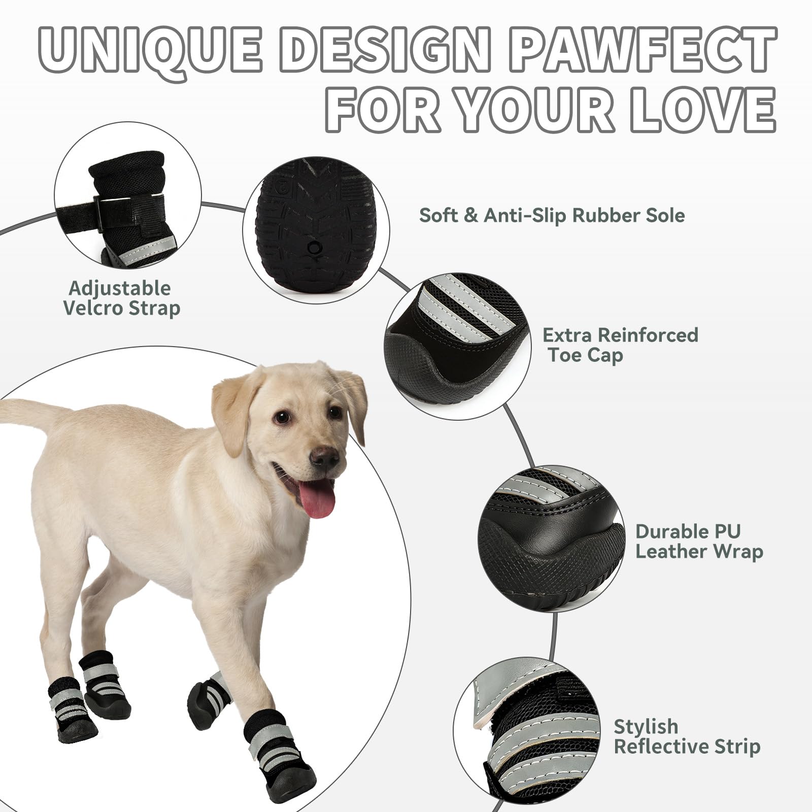 Botas Furrtripsy para perro con correas reflectantes para visibilidad nocturna