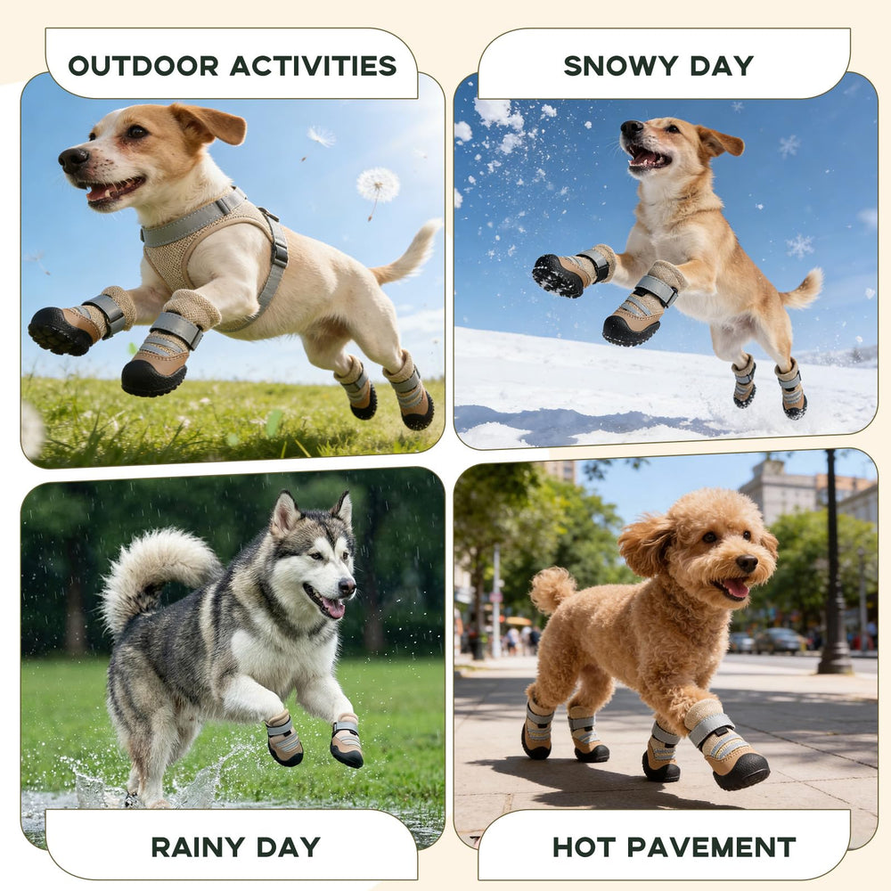 Pack de 4 botas Furrtripsy para perros medianos y grandes.