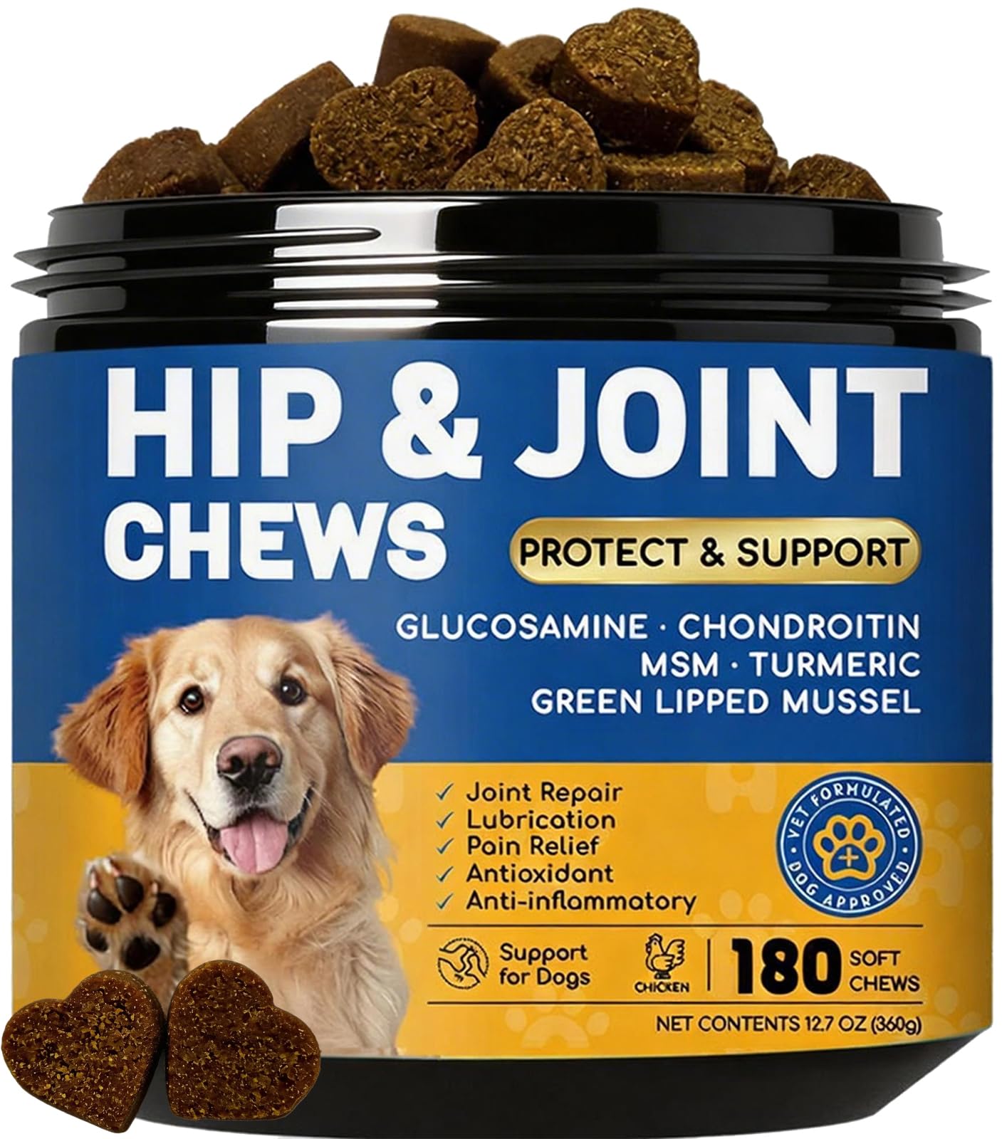 FURRY ARMOR botella de masticables para perros grandes que favorece la movilidad