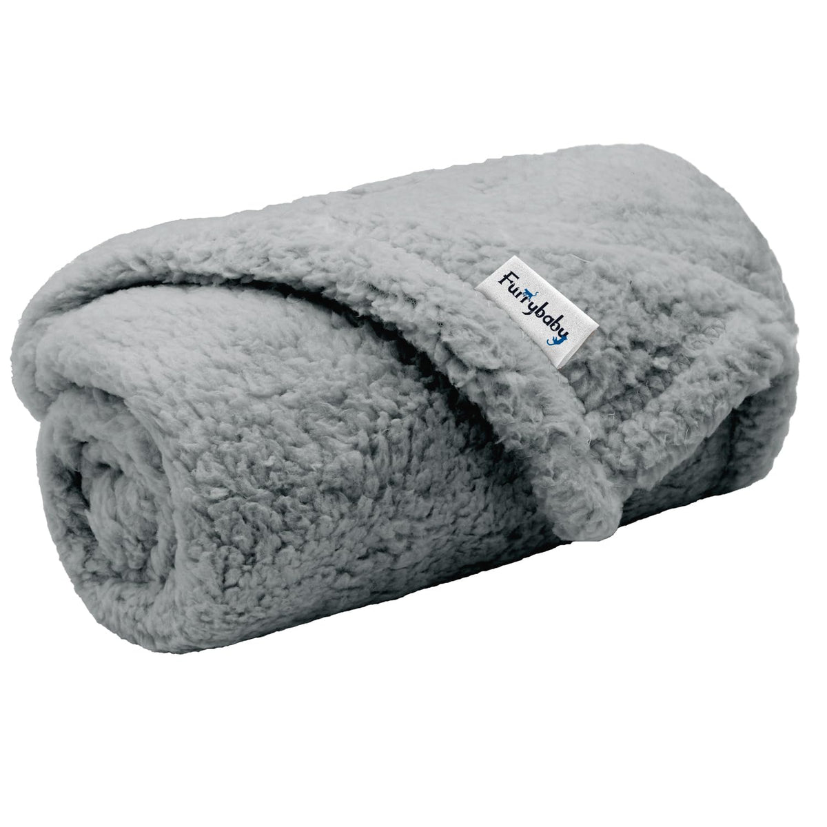 Manta furrybaby para perros pequeños en gris, cálida y suave para descanso.