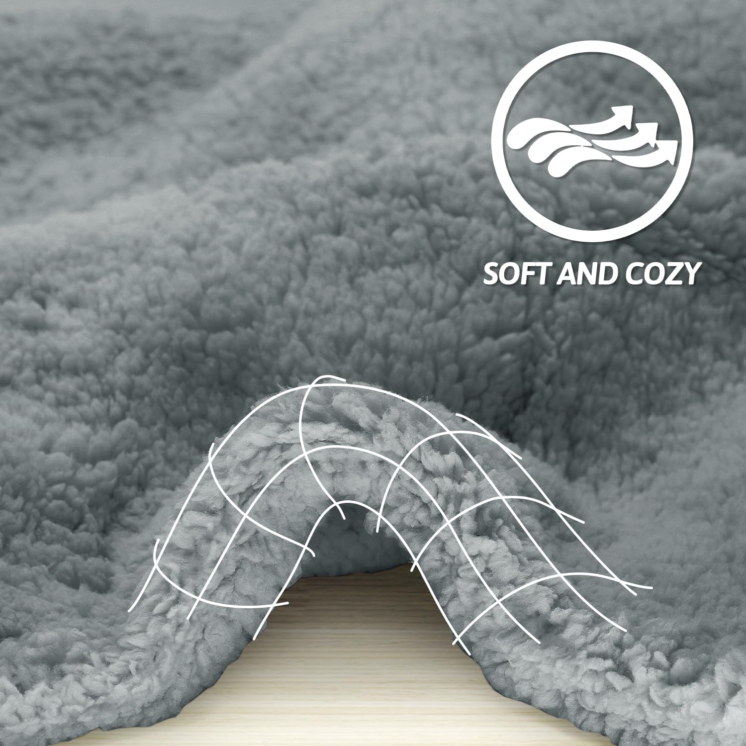Manta sherpa gris furrybaby para mascotas, cómoda en sofá o cama.
