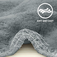 Manta sherpa gris furrybaby para mascotas, cómoda en sofá o cama.