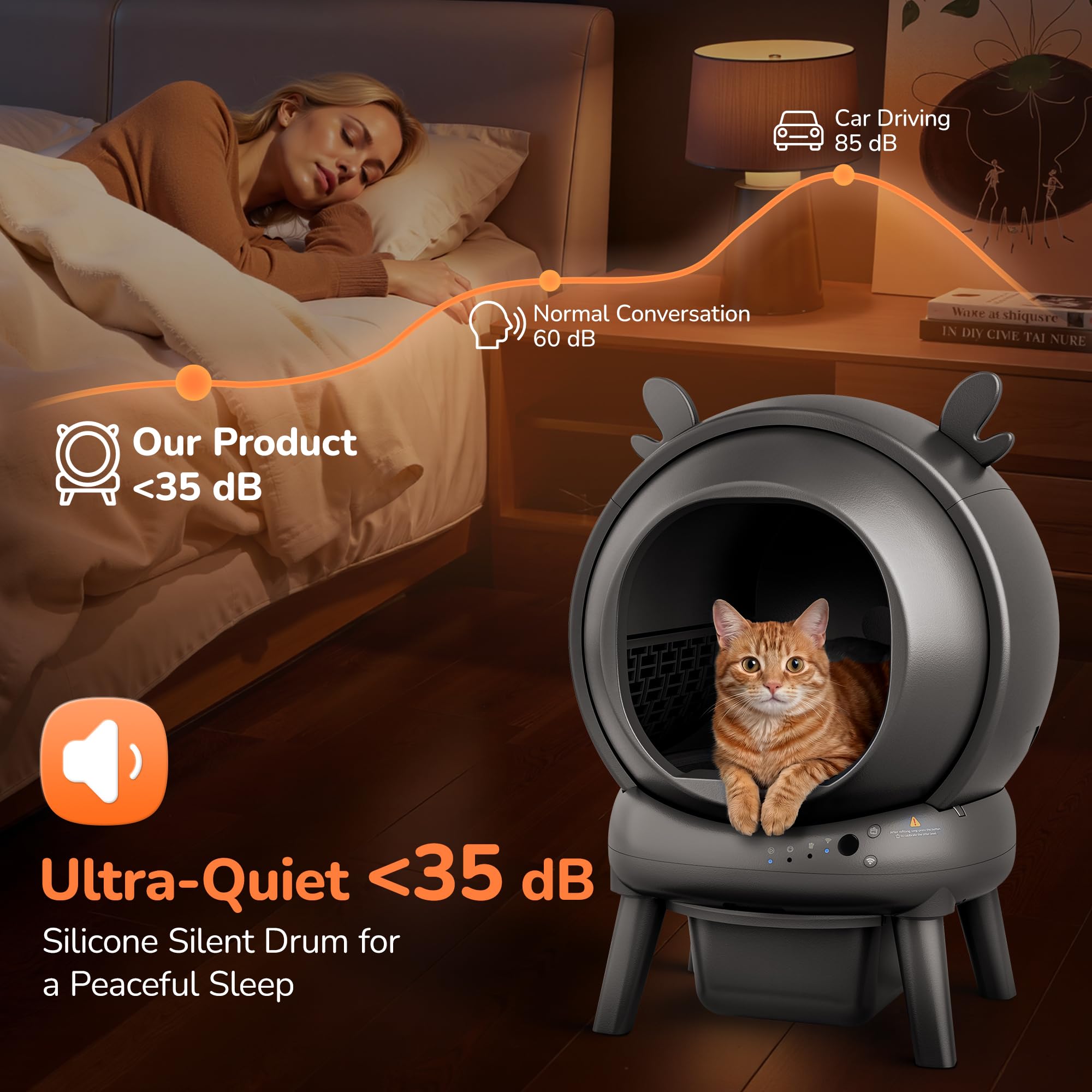 Furrykiddy operación ultra silenciosa para gatos nerviosos o sensibles.