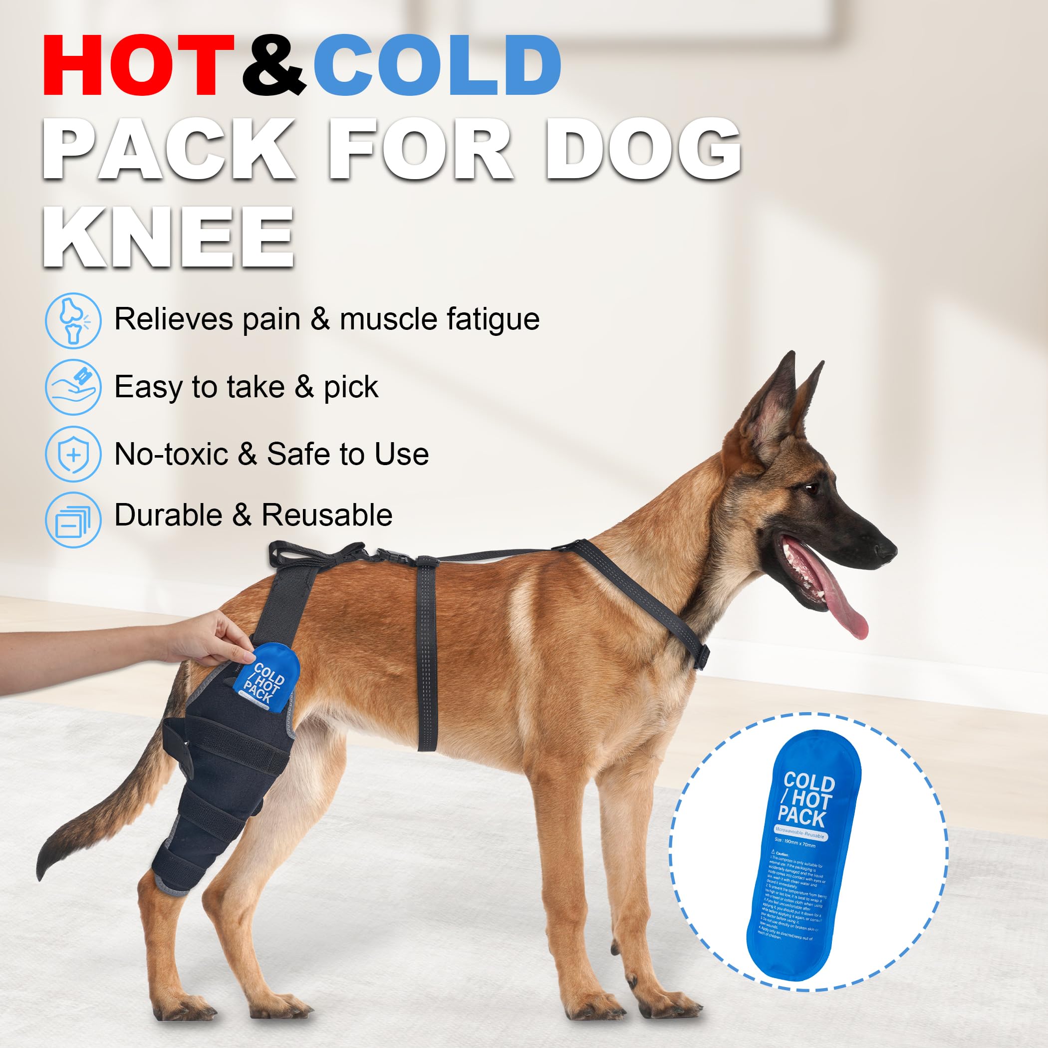 Compresa fría Furtent para rodilla canina, ayuda a reducir inflamación con seguridad.