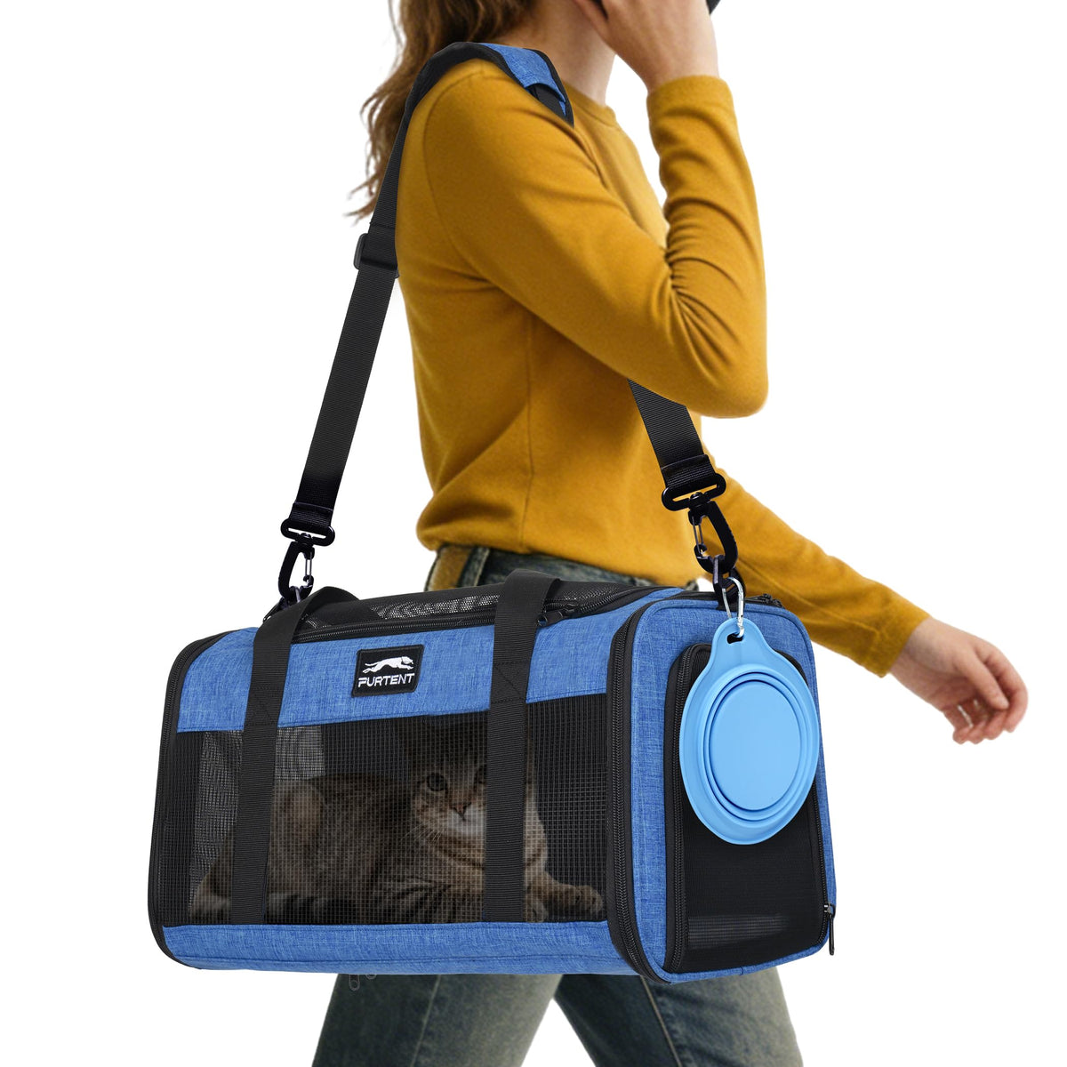 Transportín blando de Furtent para mascotas, ideal para colocar bajo el asiento.