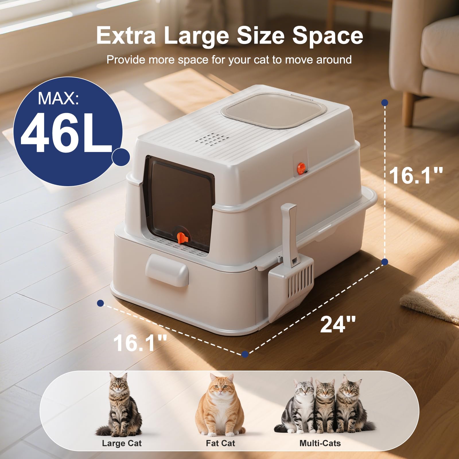 Entrada superior de la caja FURTIME, adecuada para gatos con movilidad reducida.