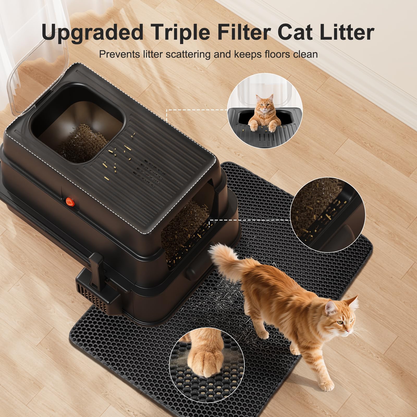 FURTIME caja-litter 46L, apta para uso diario prolongado.