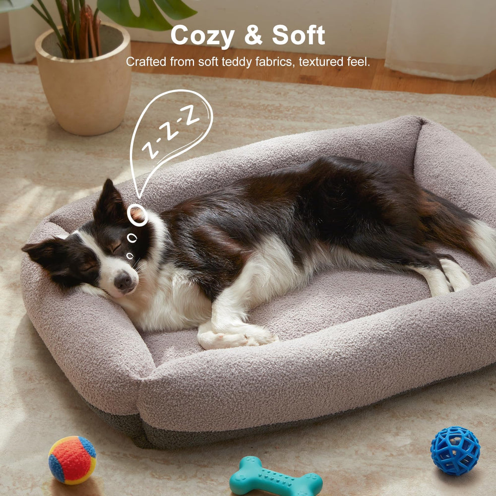 Dimensiones 25x21x7 pulgadas en gris para perros medianos.