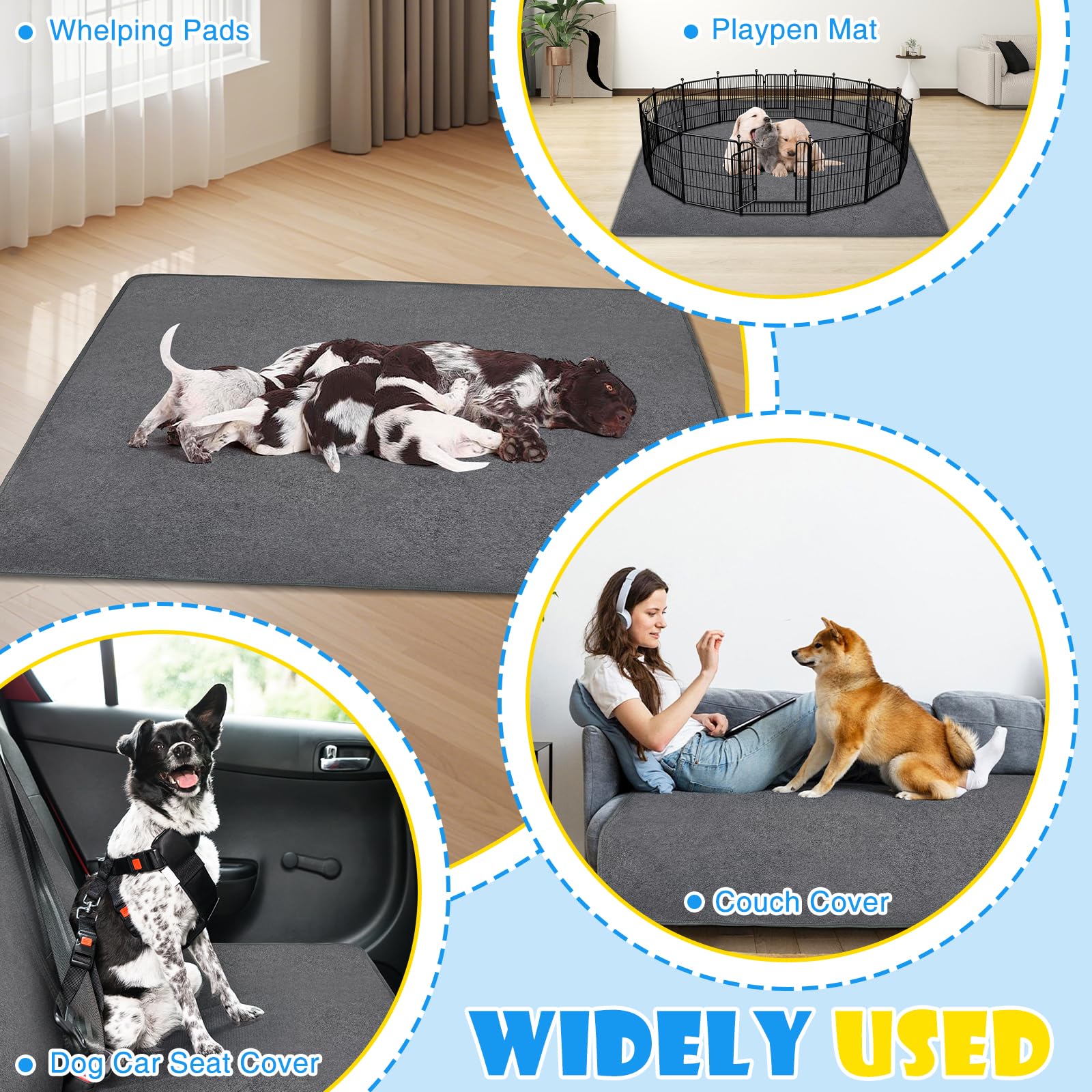 Furwey almohadilla para perros 72x72, suave exterior e interior absorbente