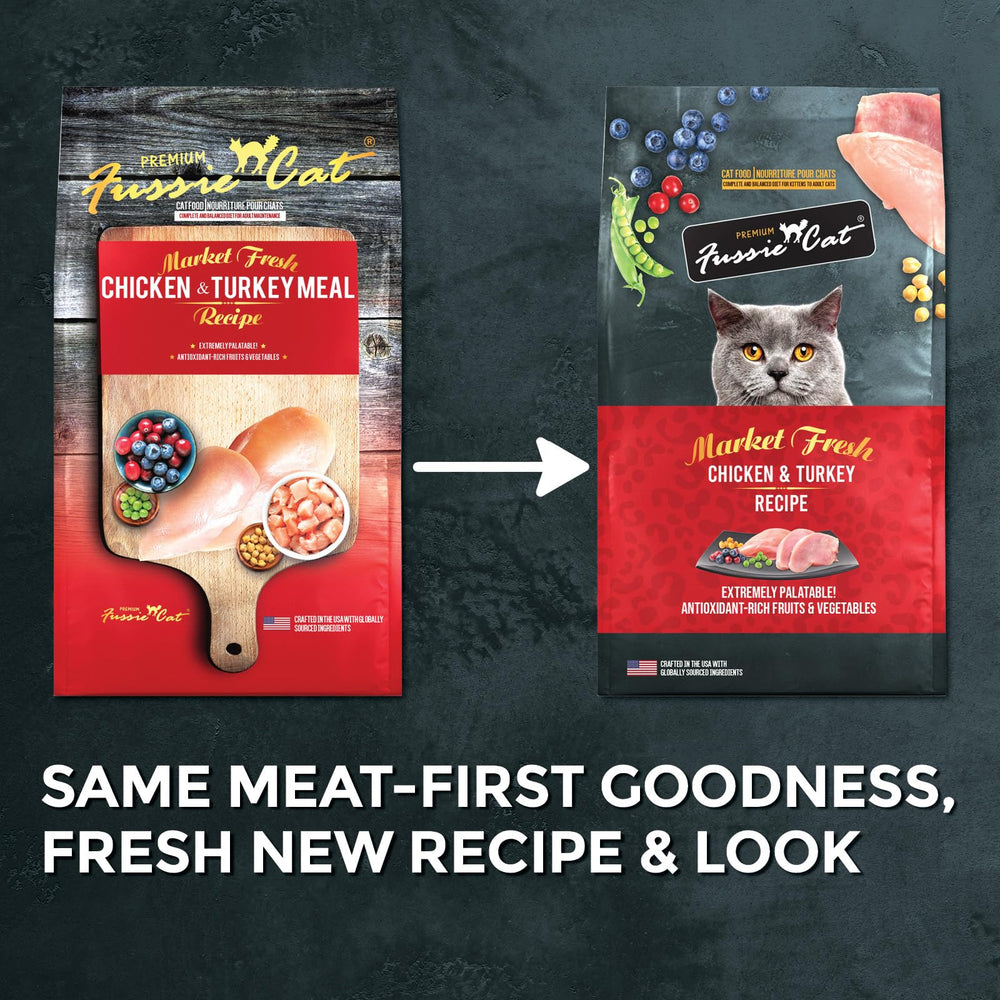 Fussie Cat Market Fresh ingredientes frescos de alta calidad para gatos.