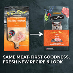 Fussie Cat Market Fresh ingredientes frescos, sabor natural para gatos.