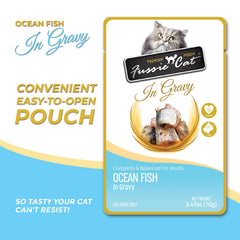 Bolsa Fussie Cat Ocean Fish en Salsa, fácil de abrir para comidas rápidas