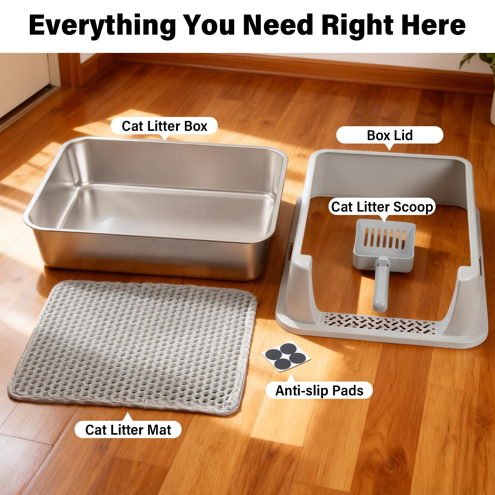 FUTAM set completo incluye caja, alfombra y accesorios para mayor comodidad.