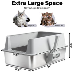 Caja FUTAM de acero inoxidable XL abierta; limpieza rápida y fácil.