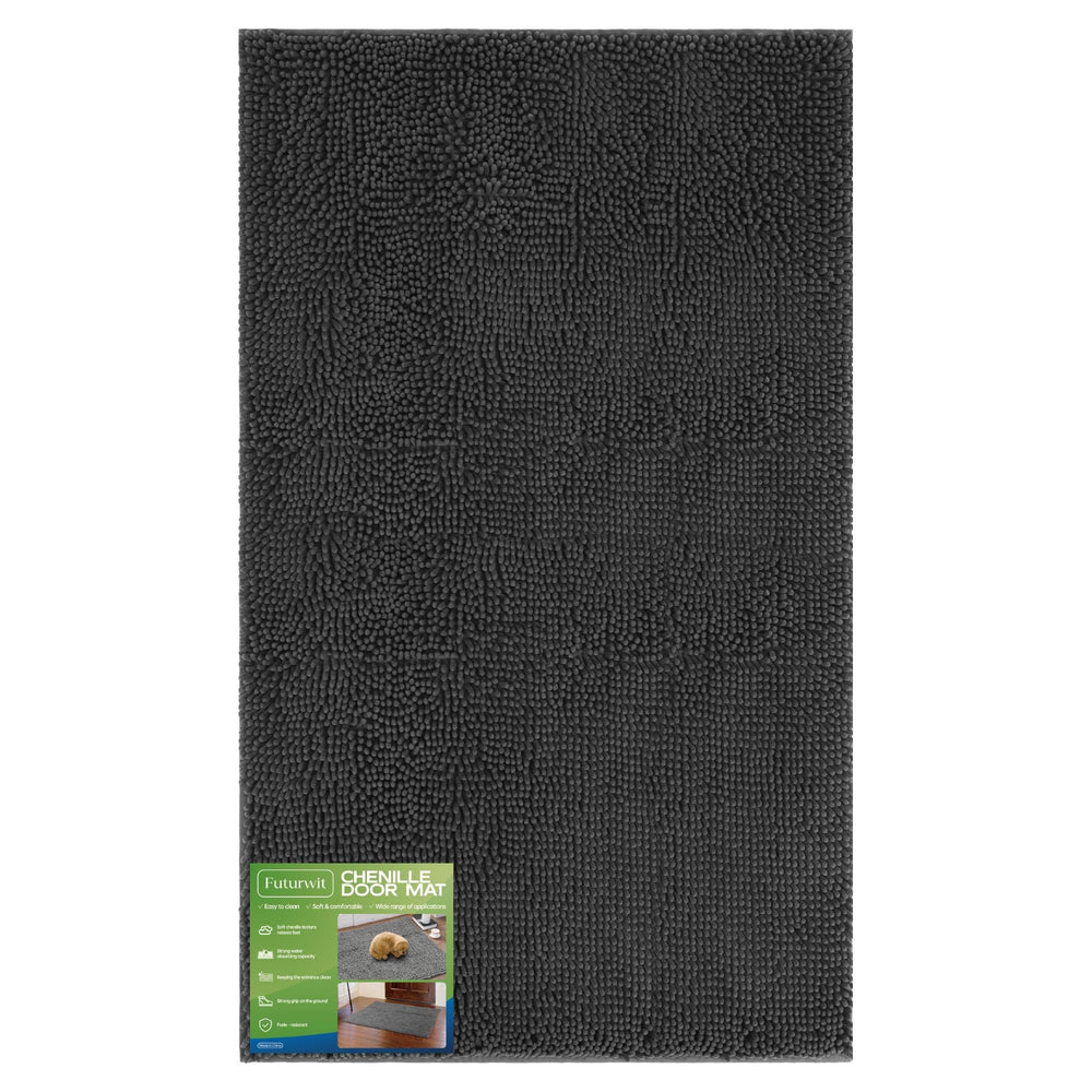 Futurwit alfombrilla para perros con chenilla gris y uso en frontal de entrada
