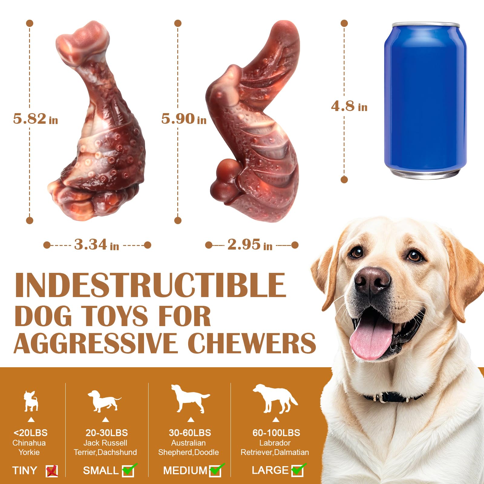 Fuufome Juguete para perro con diseño pata y ala de pollo para agarre cómodo.