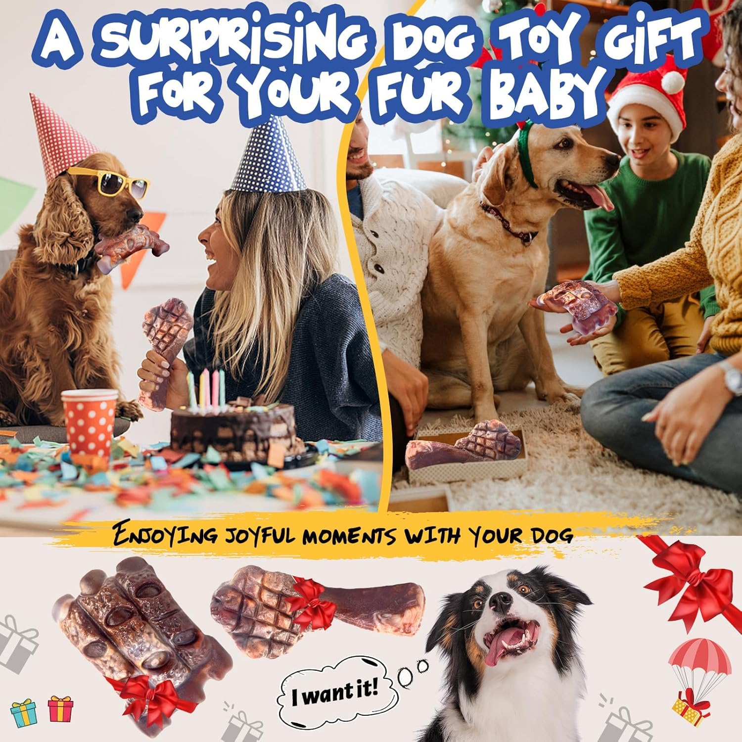 Fuufome juguete sintético duradero para perros agresivos, ideal para sesiones supervisadas de masticación.