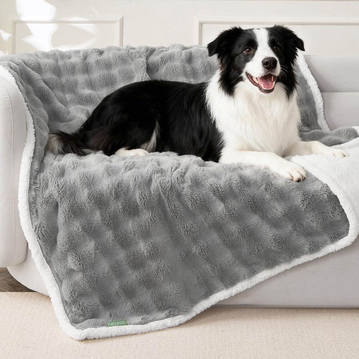 Manta FWERDG para perro grande con burbujas, suavidad de lujo para el sofá
