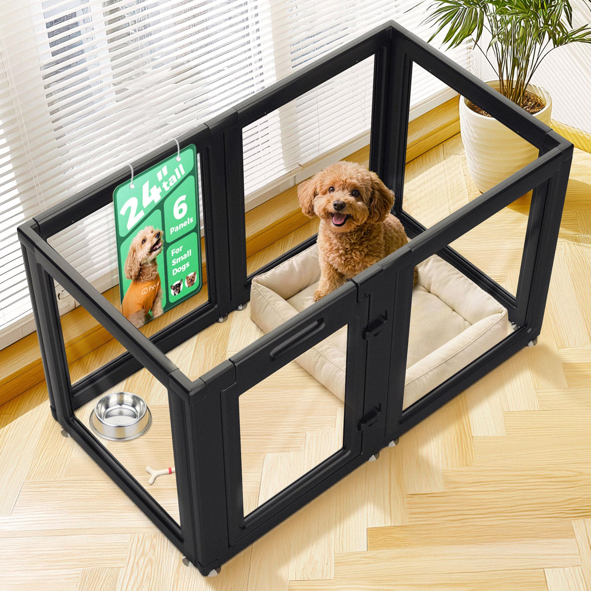 FXW AuraSpace paneles transparentes para vigilar al perro desde cualquier ángulo.