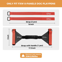 FXW Easy-Carry Straps soporta hasta 66 libras para jaulas de 8 paneles.