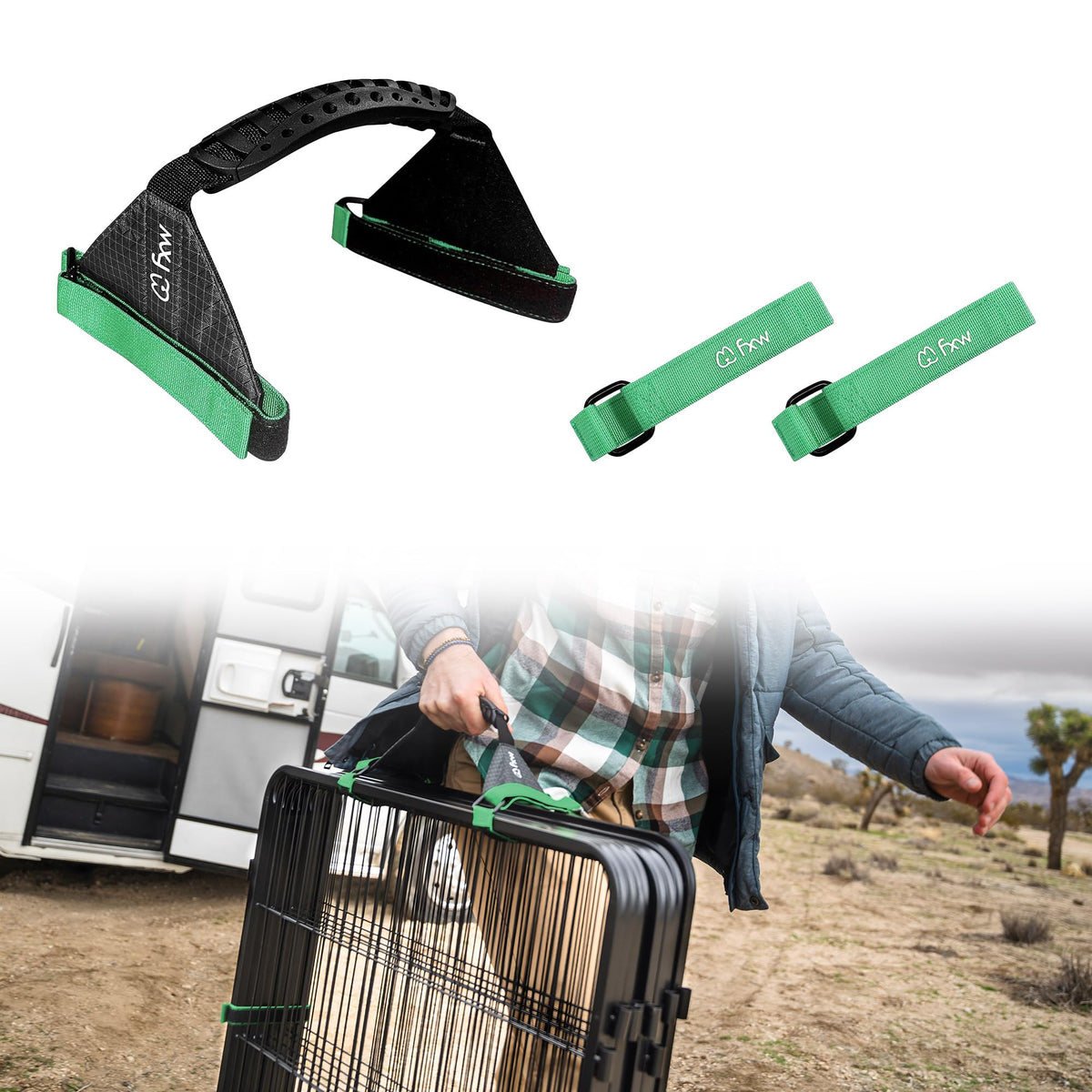 FXW Easy-Carry Straps para jaula 8 paneles verde, transporte seguro para viajes en RV