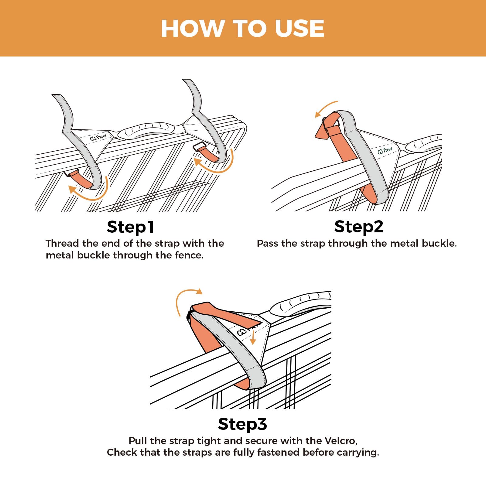 FXW Easy-Carry Straps ideal para viajes en vehículo recreativo y campamentos.