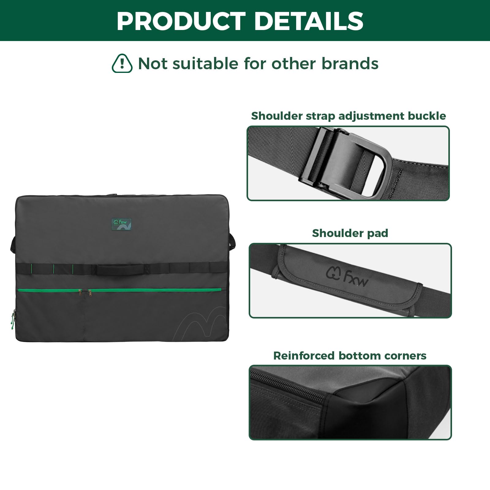 FXW materiales durables 900D y Hypalon protegiendo la bolsa durante el uso.