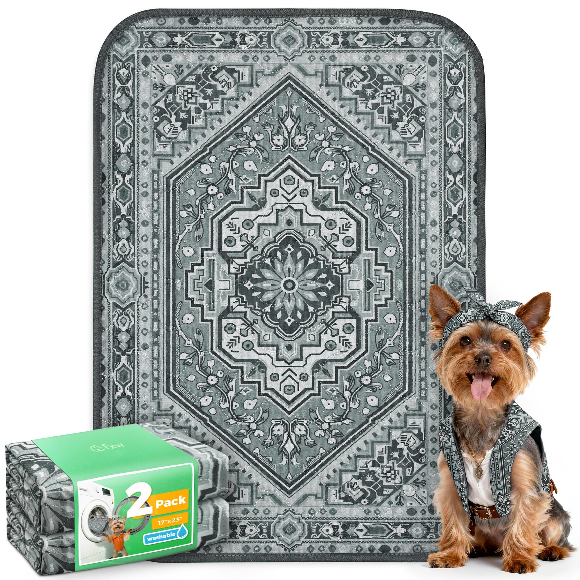 FXW pad lavable de 17x23 pulgadas con absorción para jaulas de perros