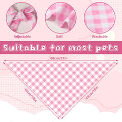 Bandana FYSUIMU rosa con patrón a cuadros, ideal para paseos.