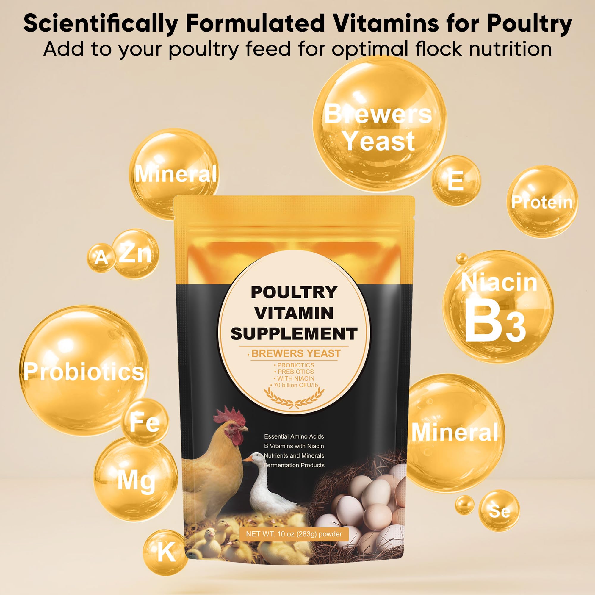 GAIAKINGCO polvo levadura de cerveza, nutrición diaria para aves